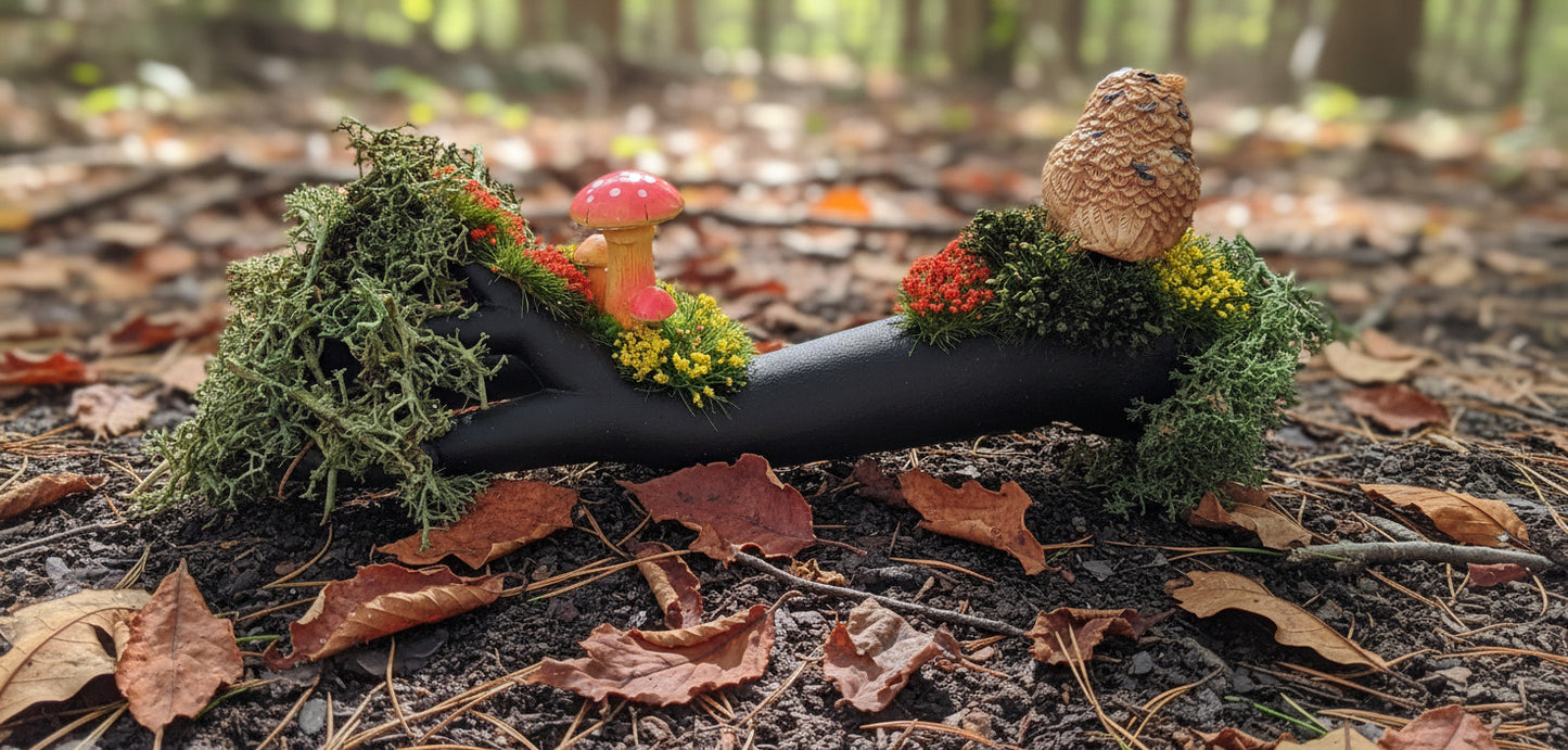 Owl Perching on Small Log