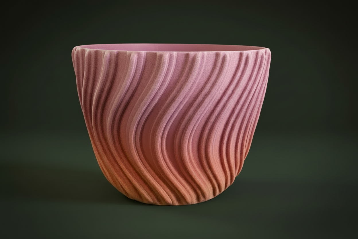 Storage Container Jar - Wavy Lines (Peach/Pink/Purple)
