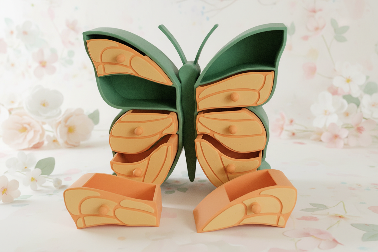 Jewelry Box - Butterfly (Green/Yellow/Pink)