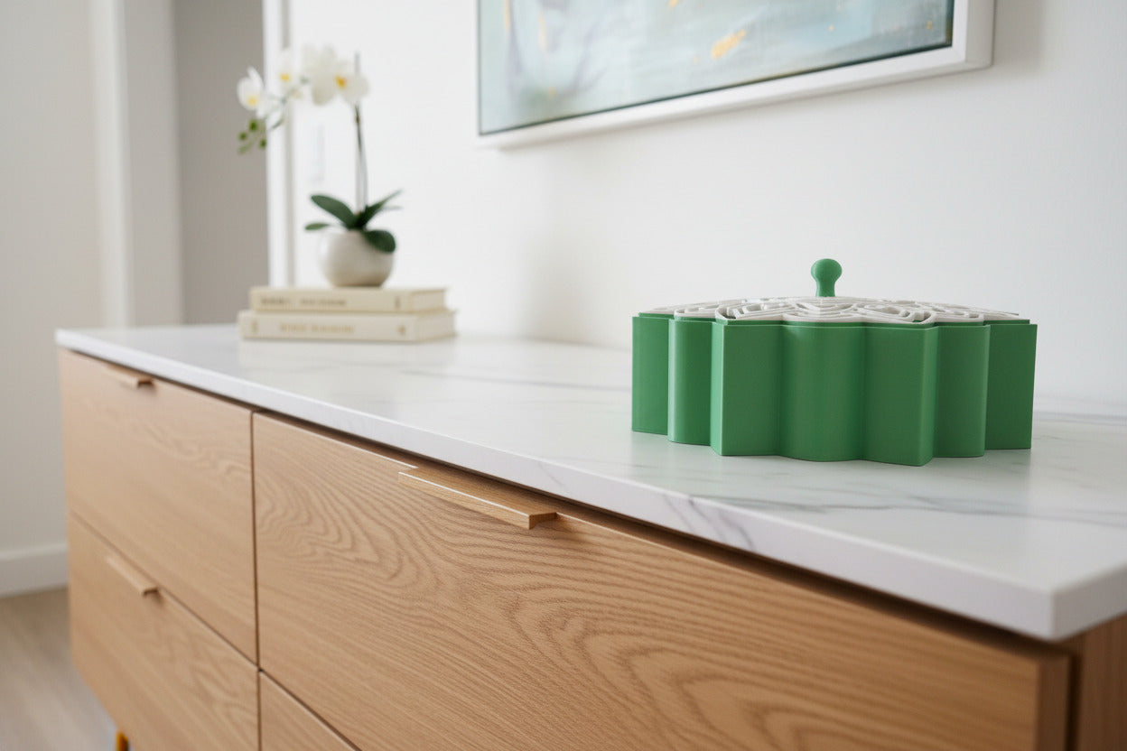 Mandala Jewelry/Gift Box - Green with White Accents