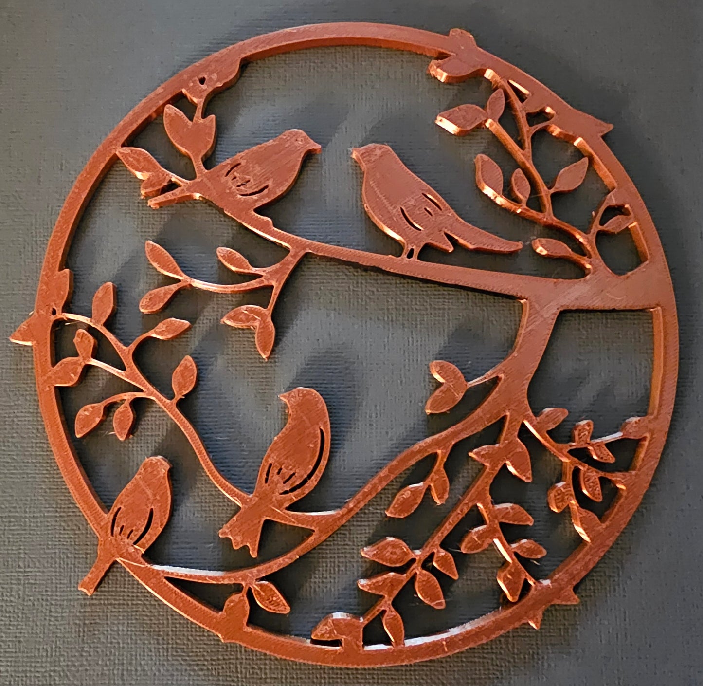 Four Birds on Branches Wall Art (Copper w/ Black)