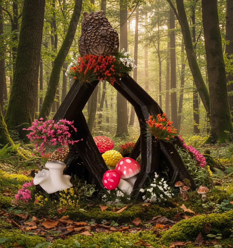 Owl & Hedgehog Woodland Scene (Triangular)