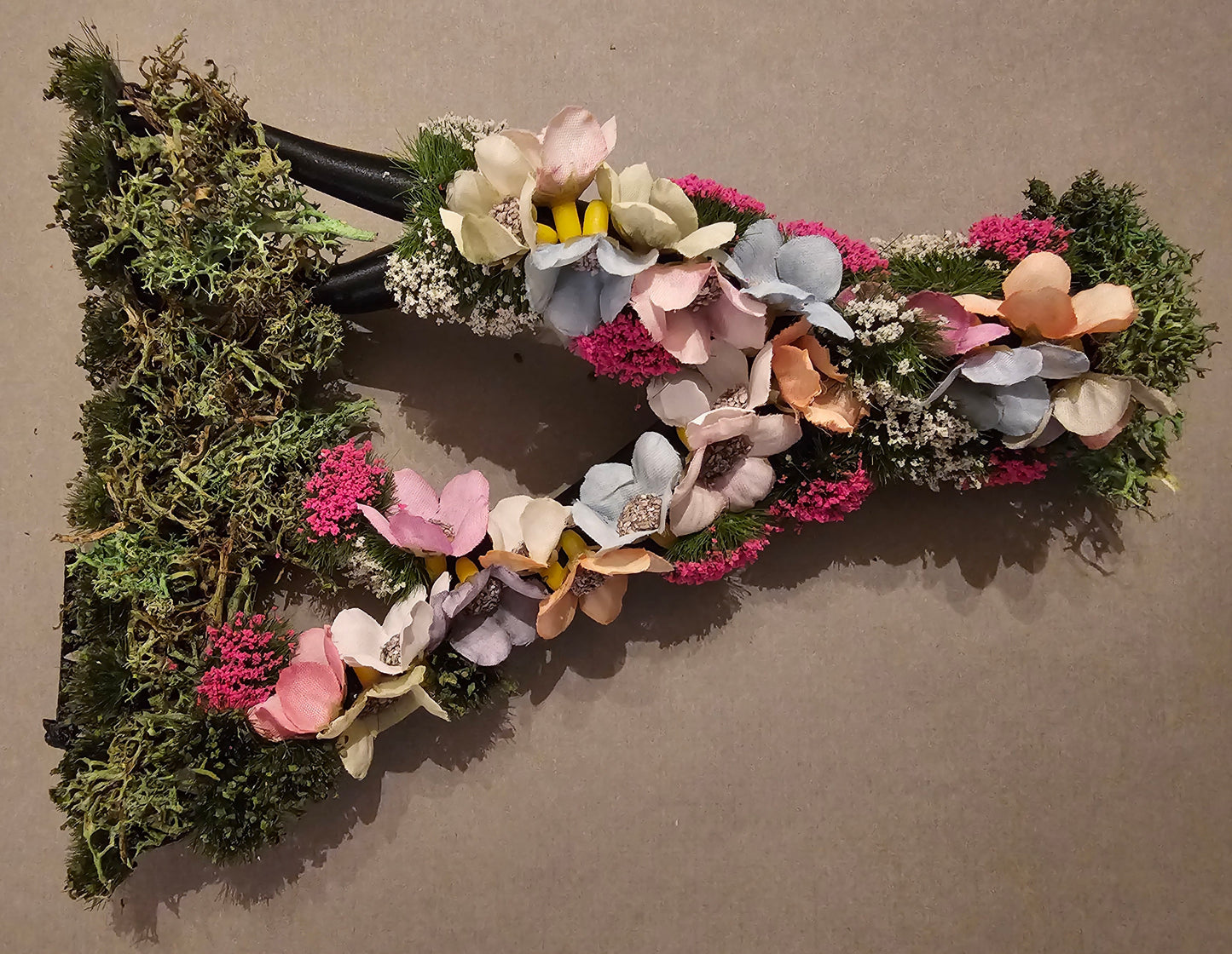 Flowers and Moss on Small Log