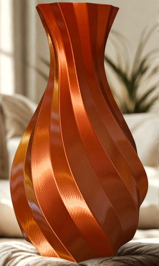 Copper Colored Twisted Silk Vase