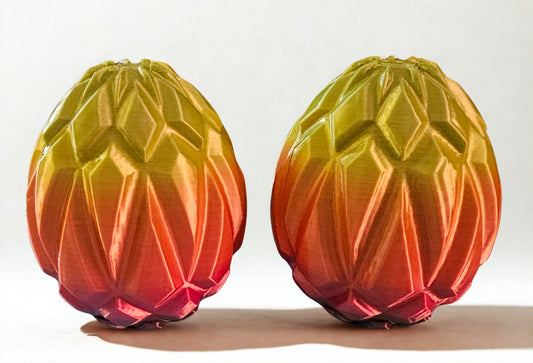 Dragon Eggs with Large Scales (Red/Gold Silk) - Set of Two, 3" Tall