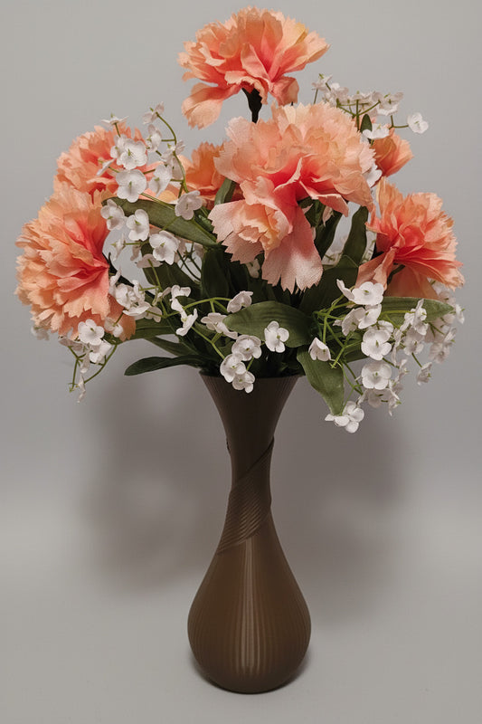 Espresso Vase with White & Peach Flowers