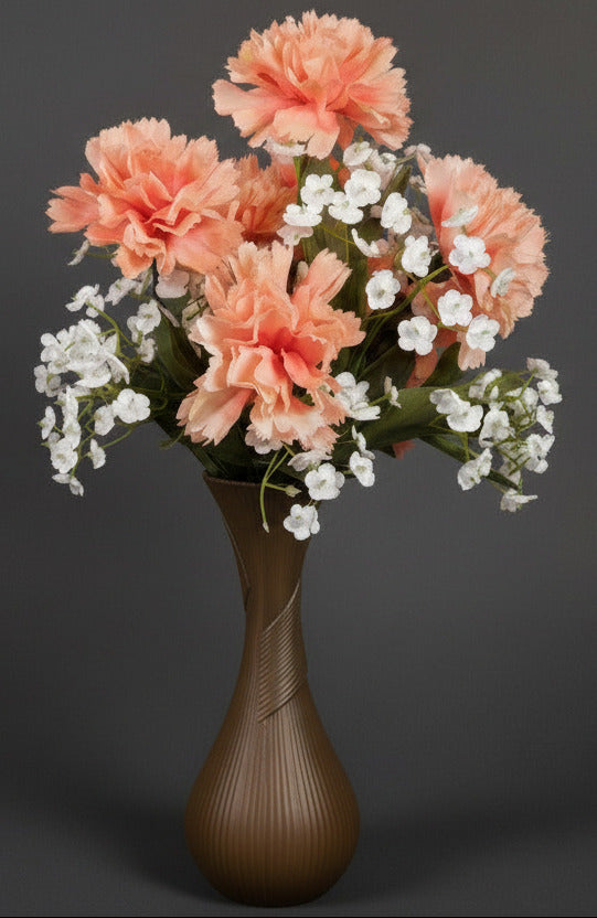 Espresso Vase with White & Peach Flowers