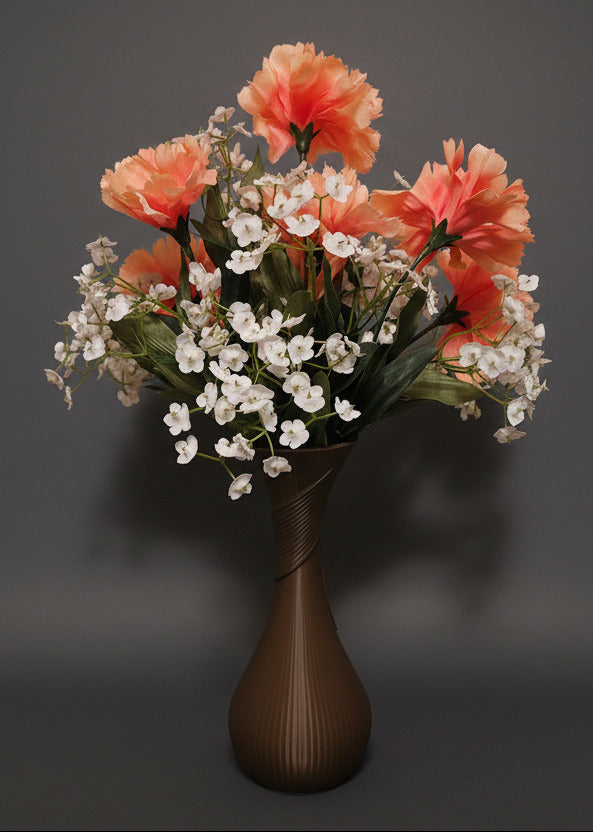 Espresso Vase with White & Peach Flowers
