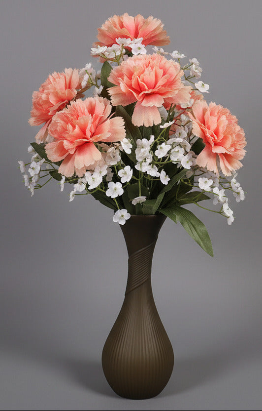 Espresso Vase with White & Peach Flowers
