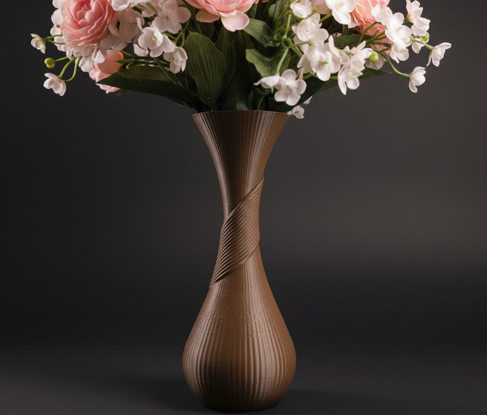 Espresso Vase with White & Peach Flowers