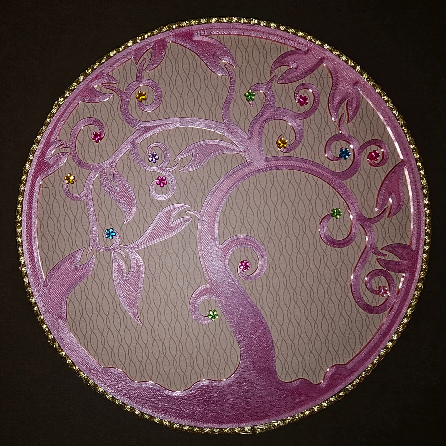 Wall Art - Tree of Life (Purplish/Pink with Pink Cardstock Background)