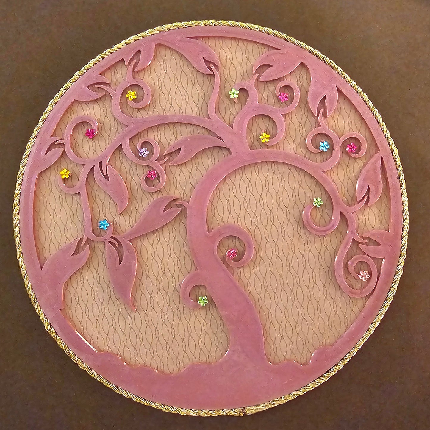Wall Art - Tree of Life (Purplish/Pink with Pink Cardstock Background)