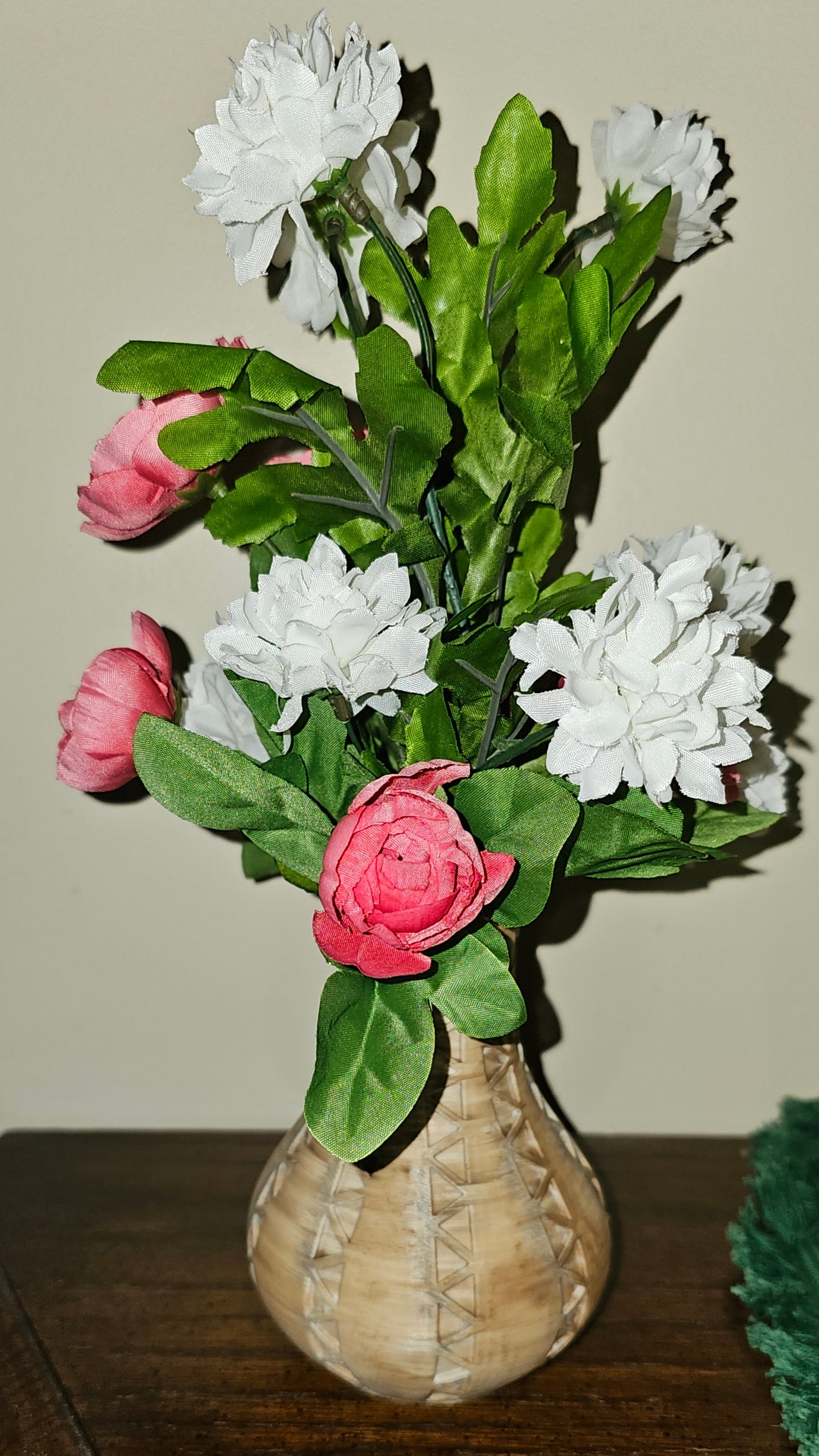 Southwest Vase with Pink/Mauve Ranunculus & White Mums