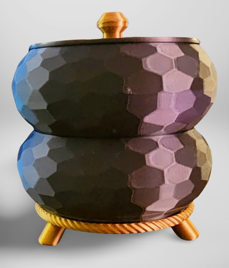 Jewlery/Gift Box (Sculpted) - Purple Silk Two-piece Set w/ Gold Stand