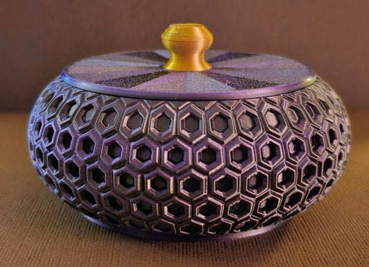 Jewlery/Gift Box (Honeycomb Open) - Purple Silk