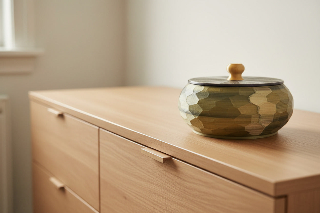 Jewlery/Gift Box (Sculpted) - Green Silk (tri-color)