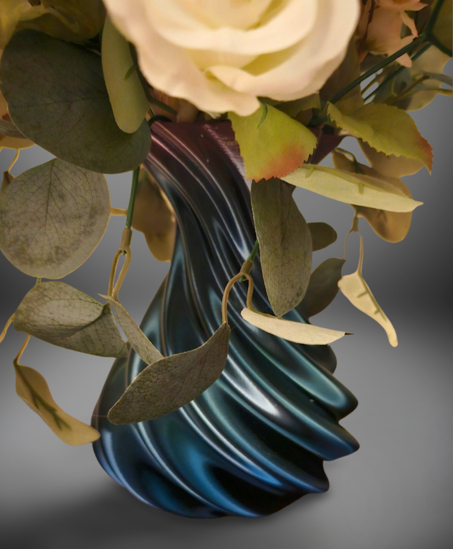 Elegant Twisted Silk Vase with Assorted White Flowers