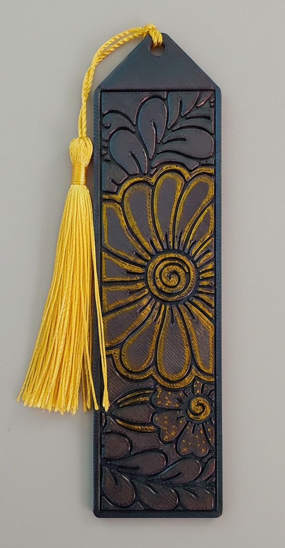 Bookmarks - Blue Floral w/ Gold Tassel (Set of 4)