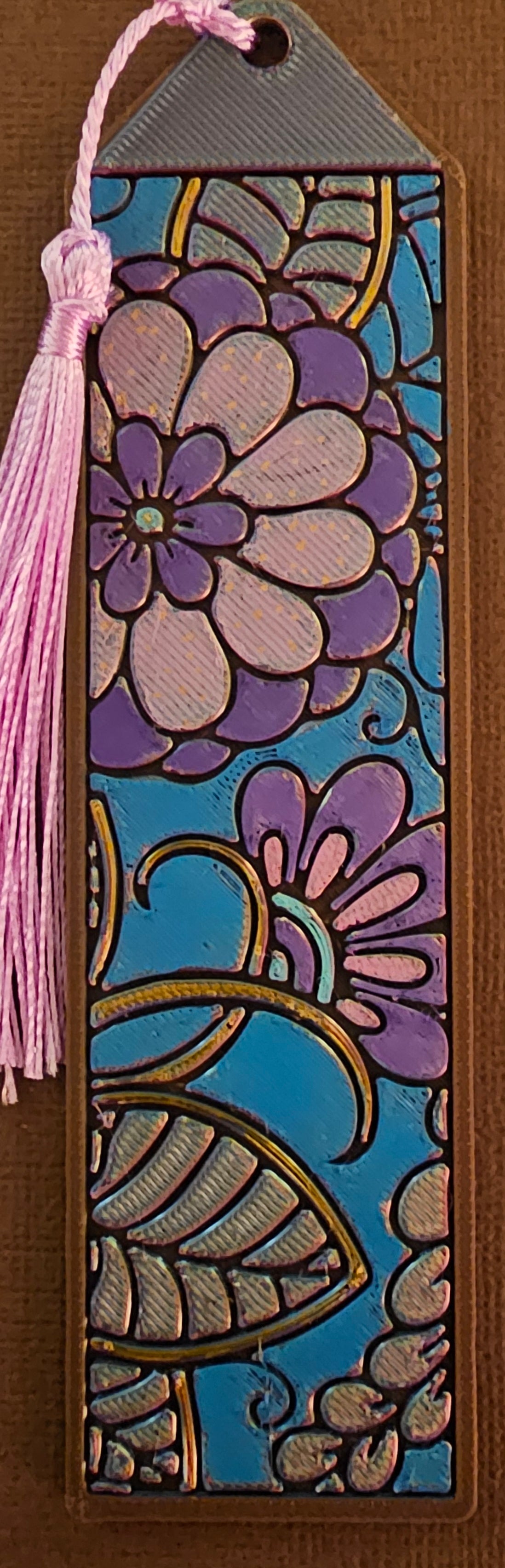 Bookmarks - Multi-Color Floral w/ Pink Tassel (Set of 4)