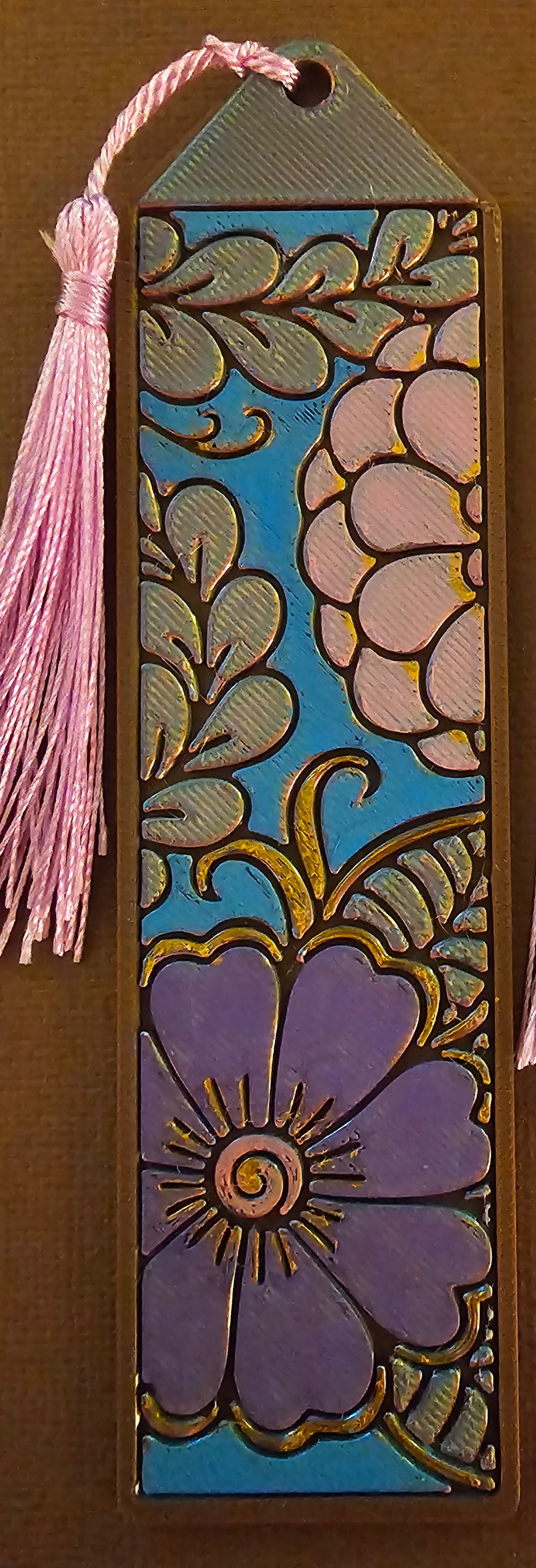 Bookmarks - Multi-Color Floral w/ Pink Tassel (Set of 4)