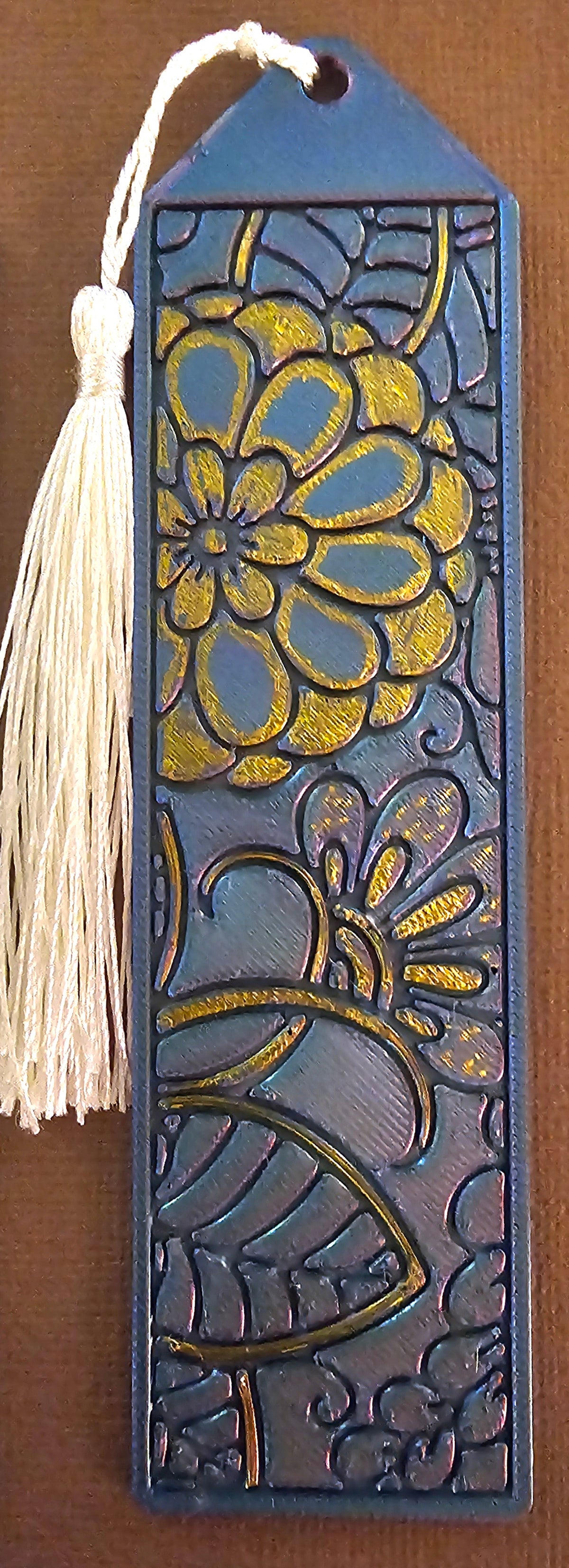 Bookmarks - Blue Floral w/ Cream Tassel (Set of 4)
