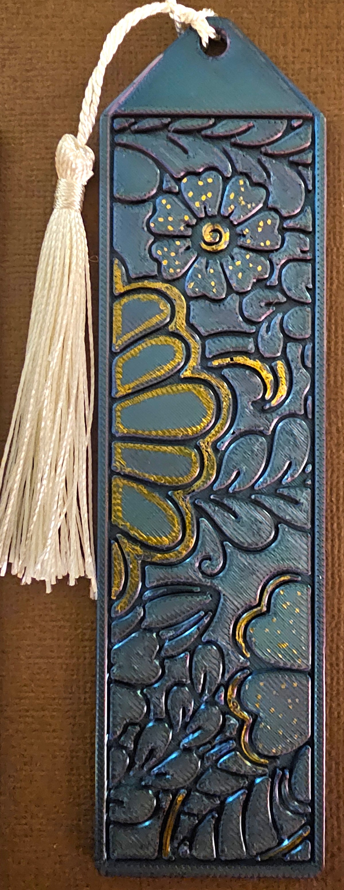 Bookmarks - Blue Floral w/ Cream Tassel (Set of 4)