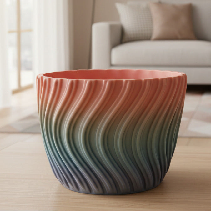 Storage Container Jar - Wavy Lines (Blue/Green/Pink)