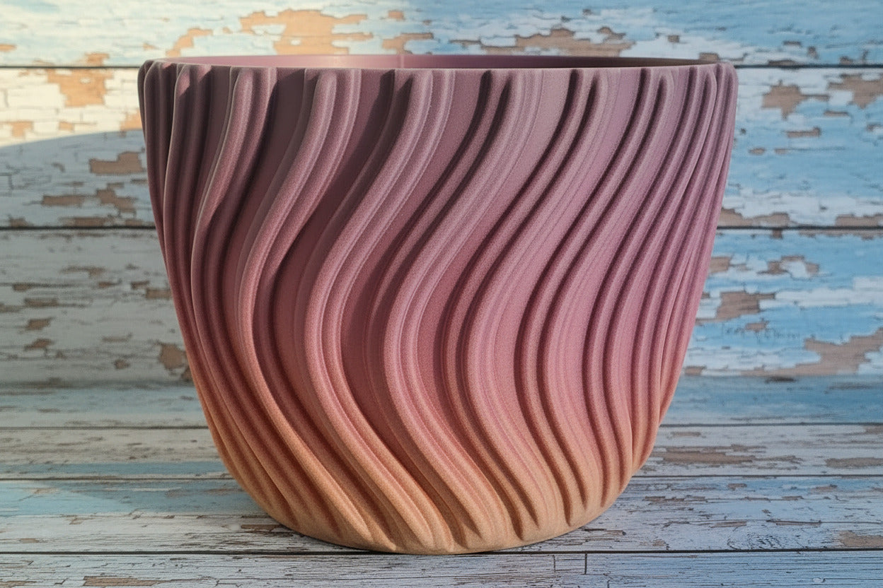 Storage Container Jar - Wavy Lines (Peach/Pink/Purple)