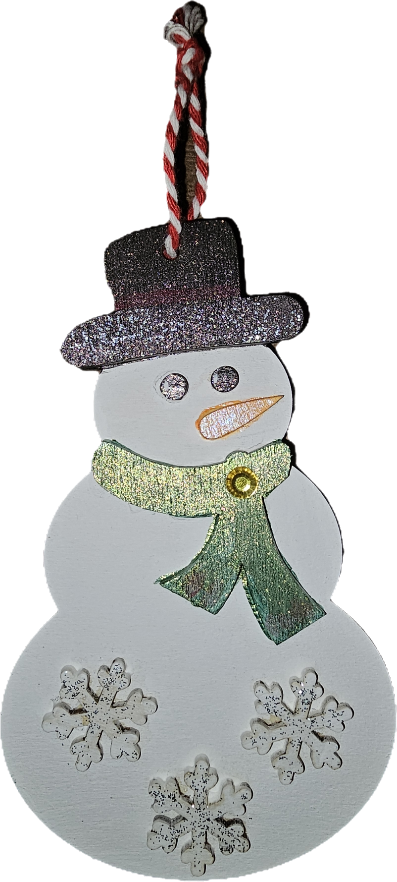 Wooden Snowman with Snowflakes Ornament - Set of 4