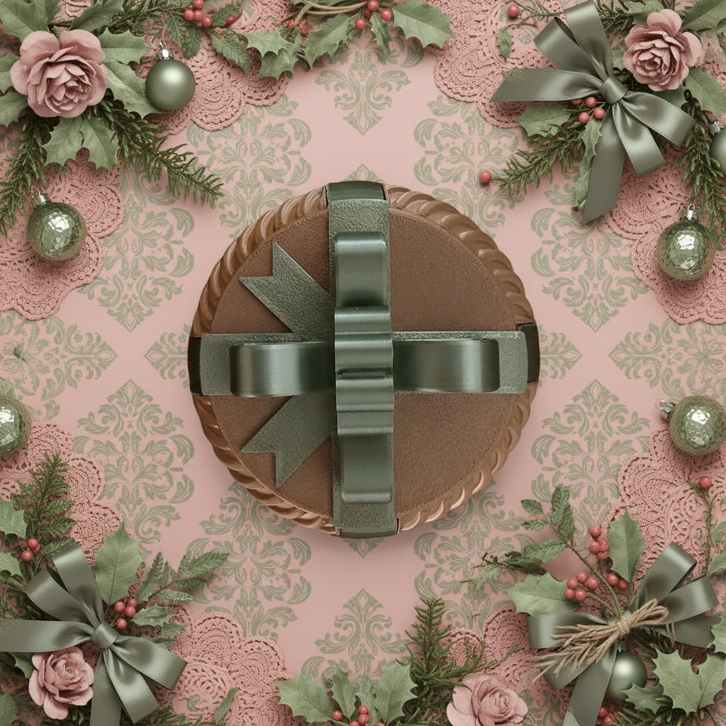 Christmas Present Gift Box (Curved Lines) - Rose Gold