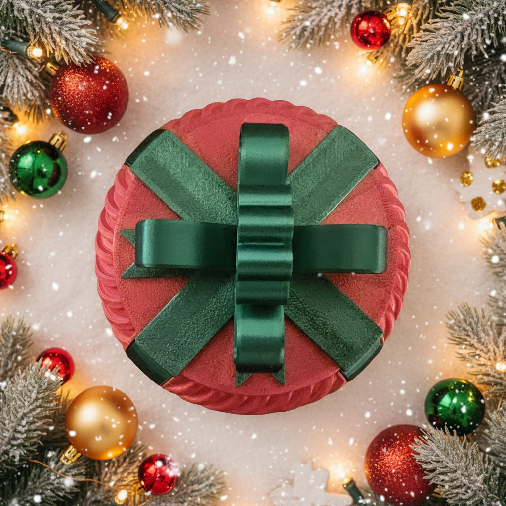 Christmas Present Gift Box & Sleigh (Curved Lines) - Red & Green