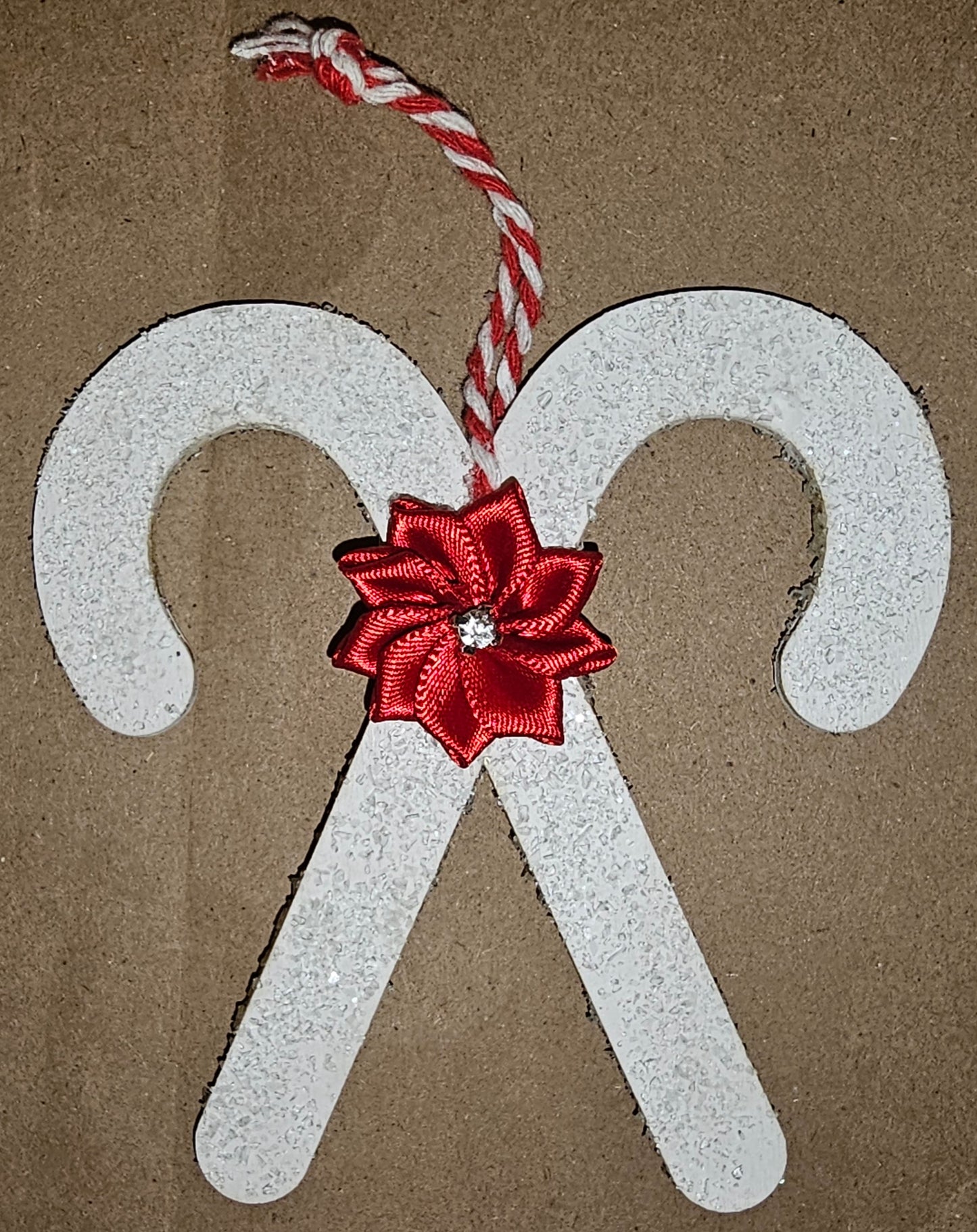 Wooden Candy Cane & Snowman Ornament Set