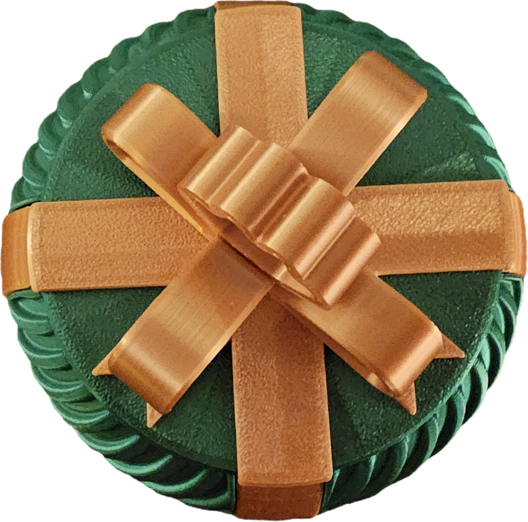 Christmas Present Gift Box & Sleigh (Curved Lines) - Green & Gold