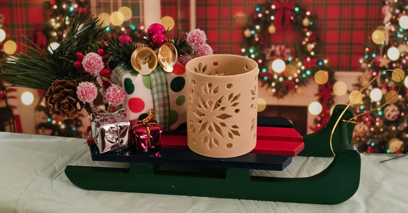 Christmas Sleigh w/ Gifts & Tealight