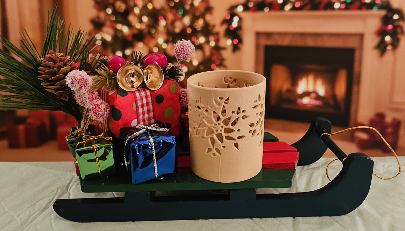 Christmas Sleigh w/ Gifts & Tealight