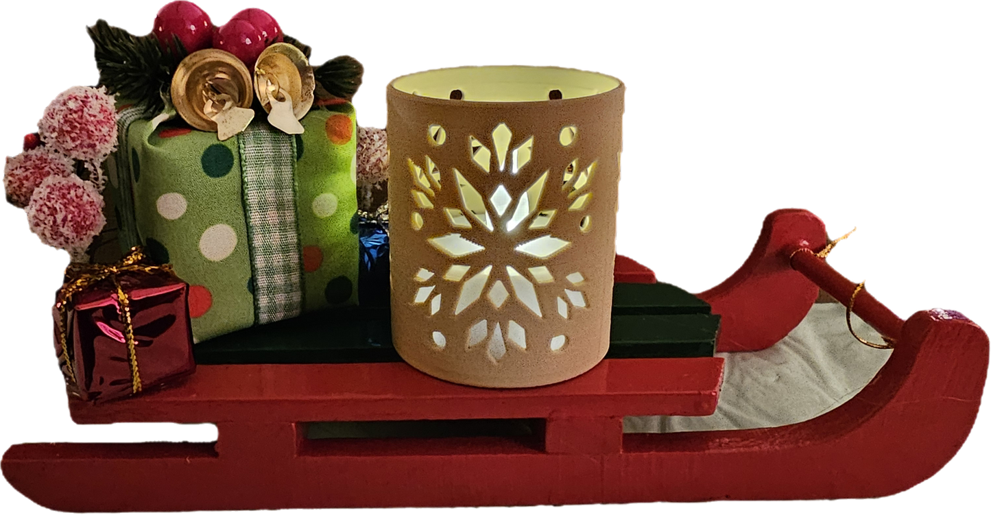 Christmas Sleigh w/ Gifts & Tealight