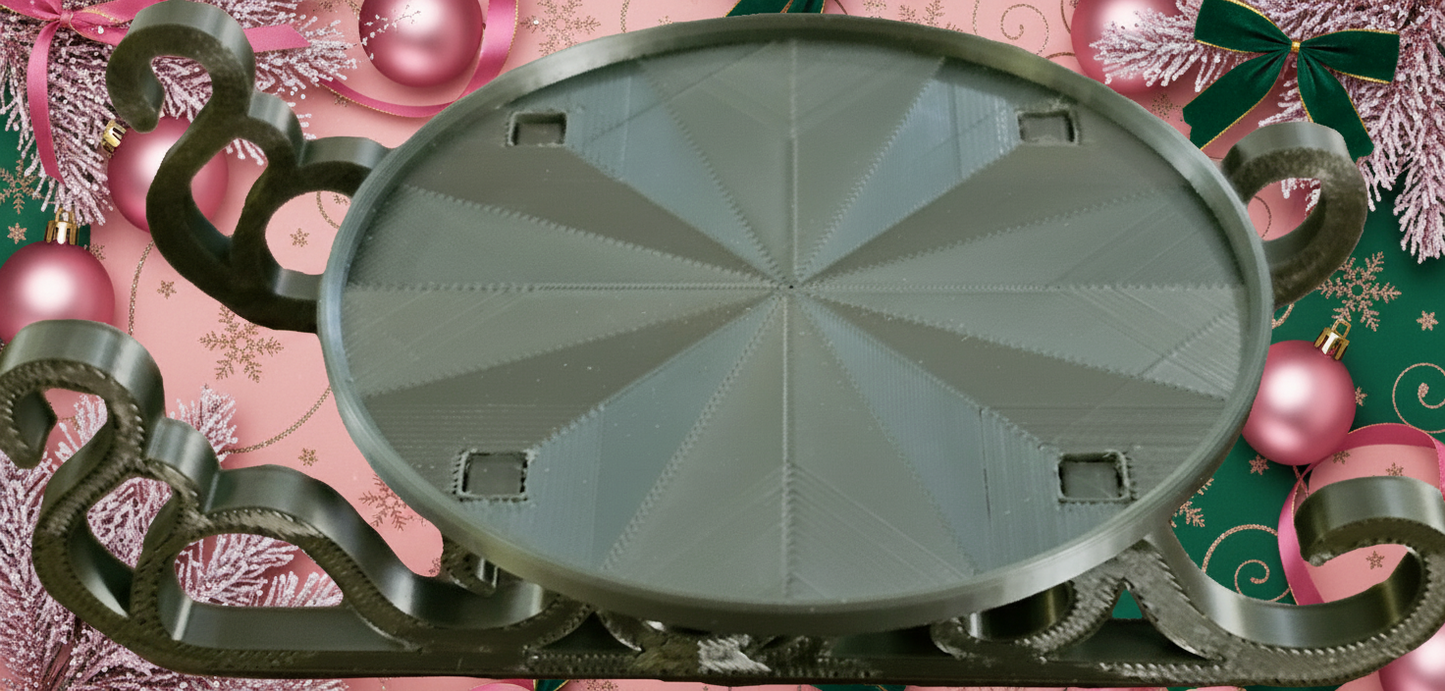 Christmas Present Gift Box & Sleigh (Curved Lines) - Rose Gold & Green