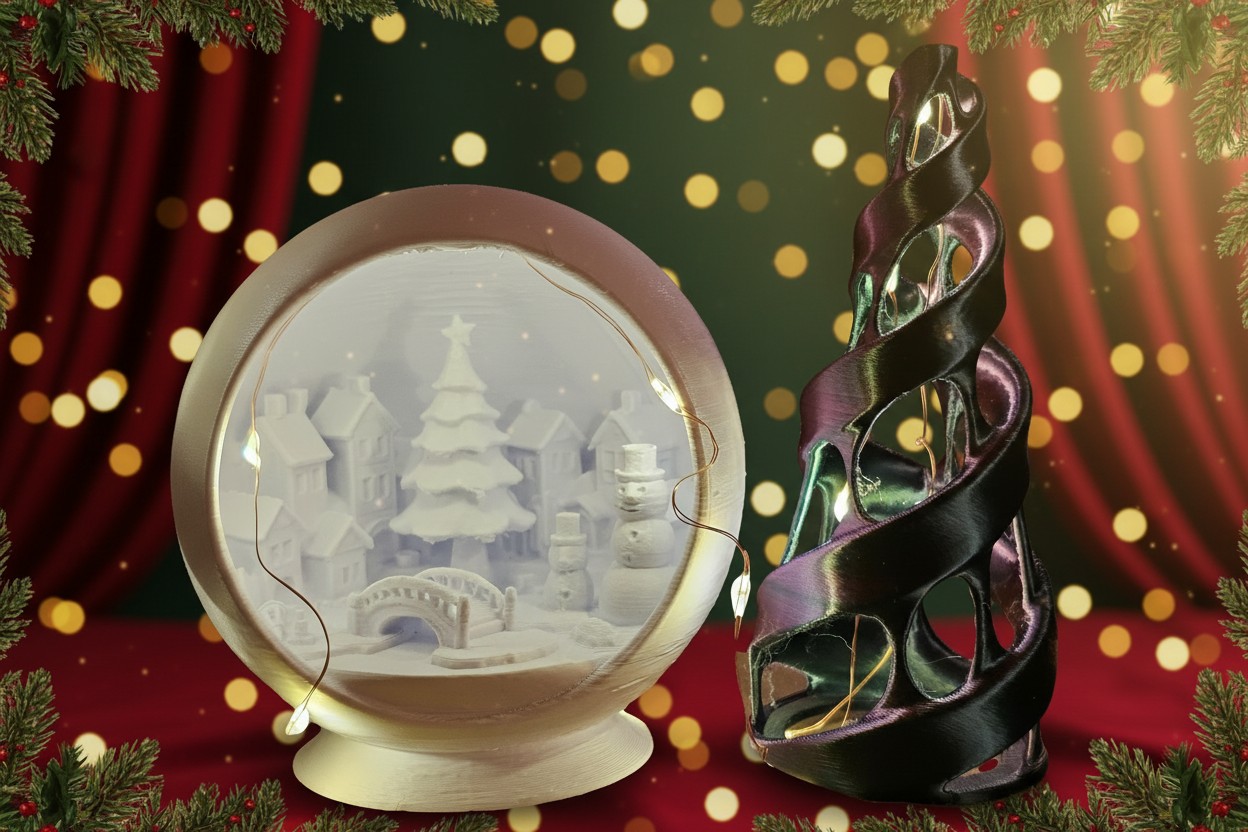 Decorative Tabletop Christmas Display - Town Globe w/ Trees