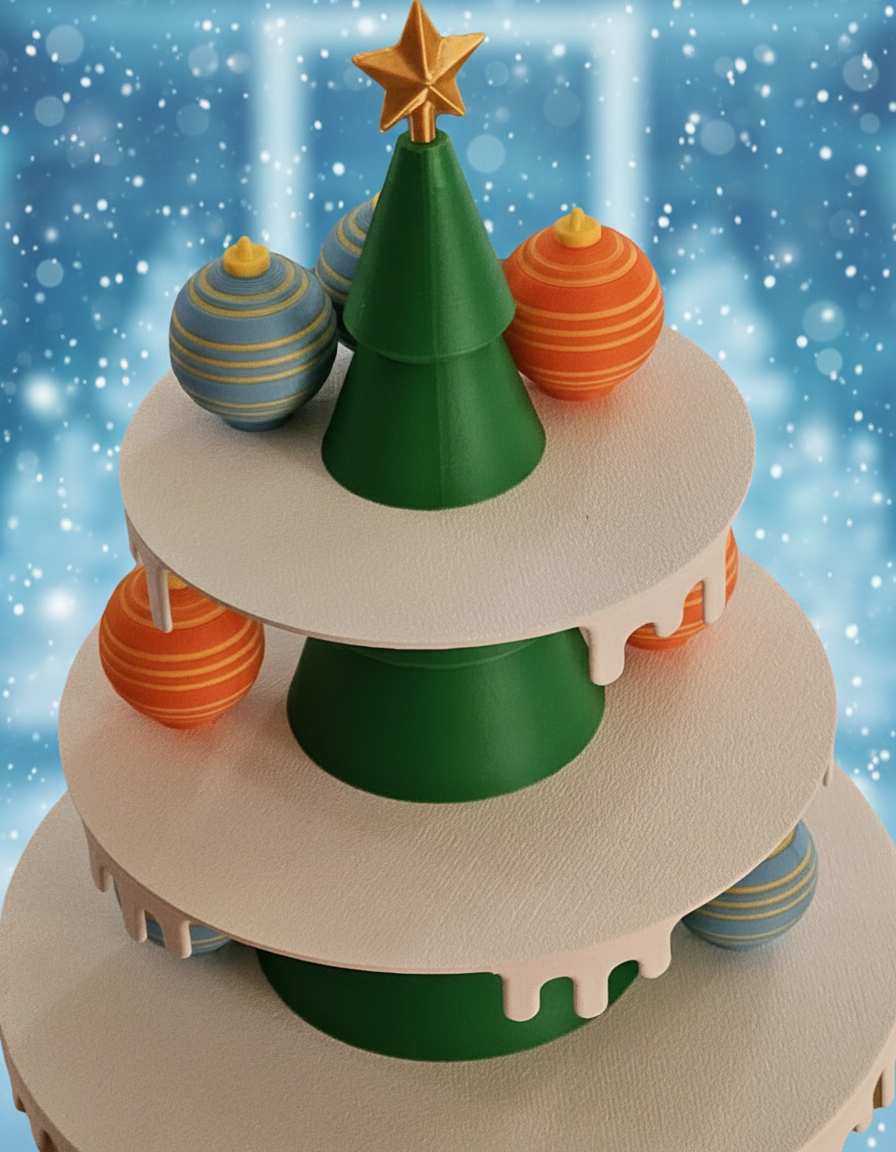 Christmas Tree Balance Game - Orange & Blue Ornaments