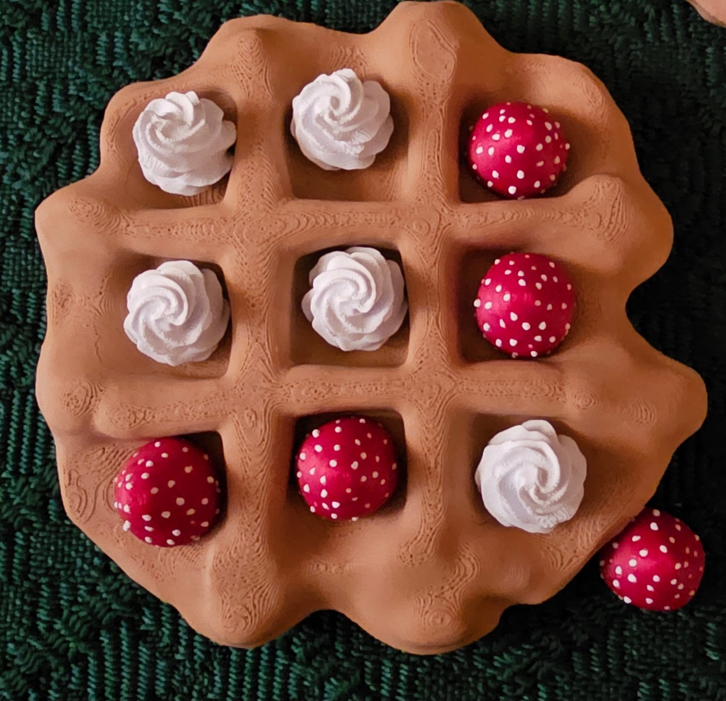 TIC-TAC-TOE: Waffle with Strawberries & Whipped Cream