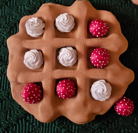 TIC-TAC-TOE: Waffle with Strawberries & Whipped Cream