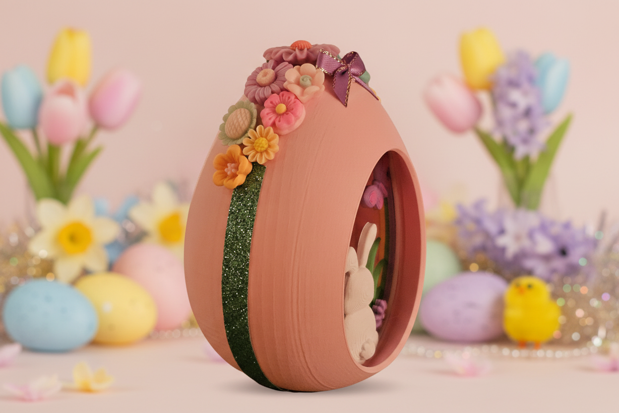 Embellished Egg Shadow Box - Pink