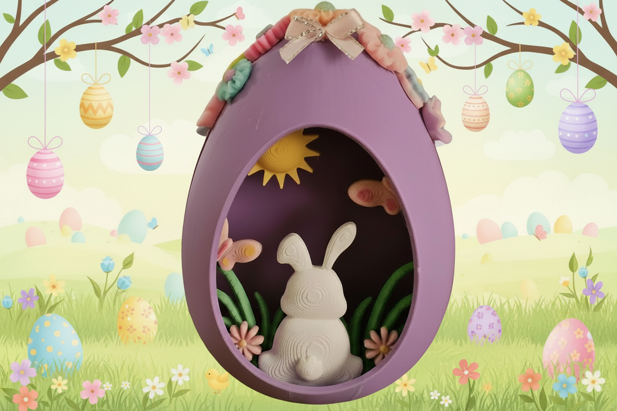 Embellished Egg Shadow Box - Purple