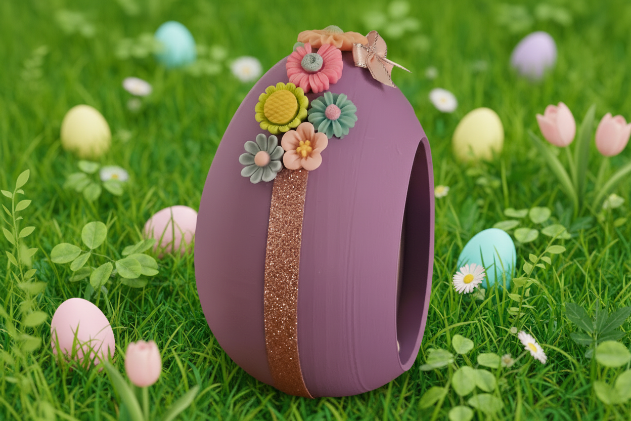 Embellished Egg Shadow Box - Purple