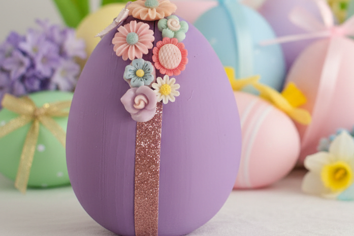 Embellished Egg Shadow Box - Purple