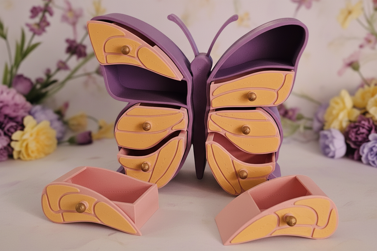 Jewelry Box - Butterfly (Purple/Yellow/Pink)