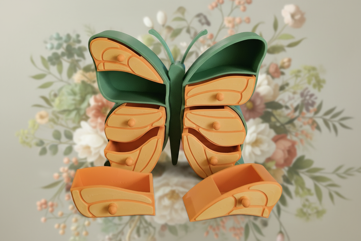 Jewelry Box - Butterfly (Green/Yellow/Pink)