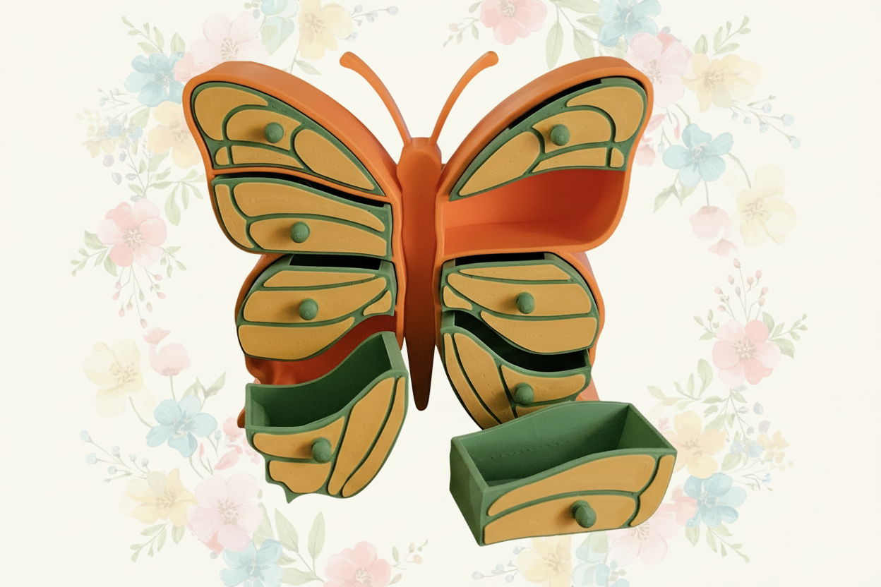 Jewelry Box - Butterfly (Orange/Green/Yellow)