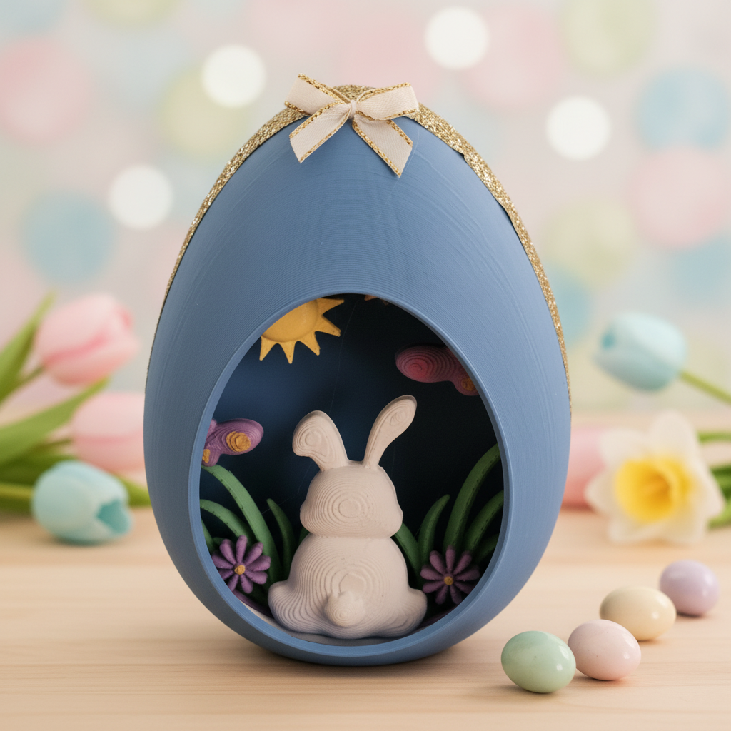 Embellished Egg Shadow Box - Blue