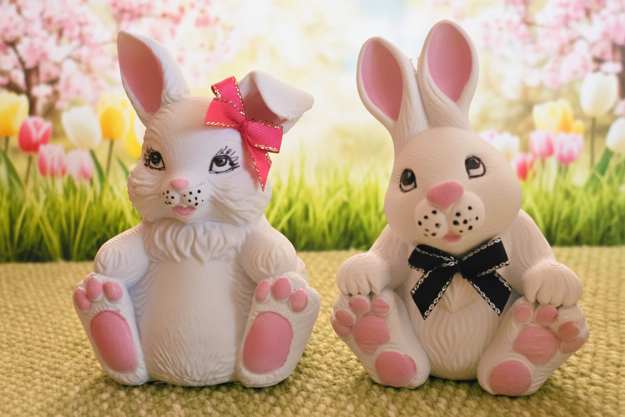 Easter Bunny Couple with Eggs